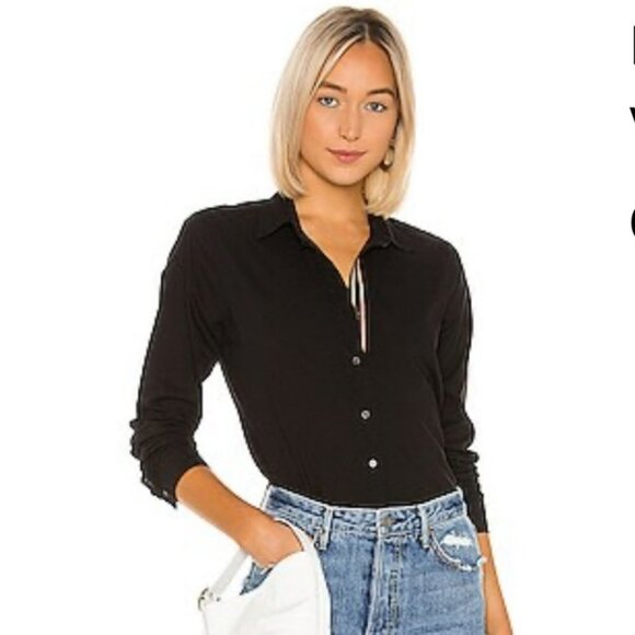 Velvet by Graham & Spencer  Black Cotton Button Up Long Sleeve Shirt XS - Picture 12 of 12